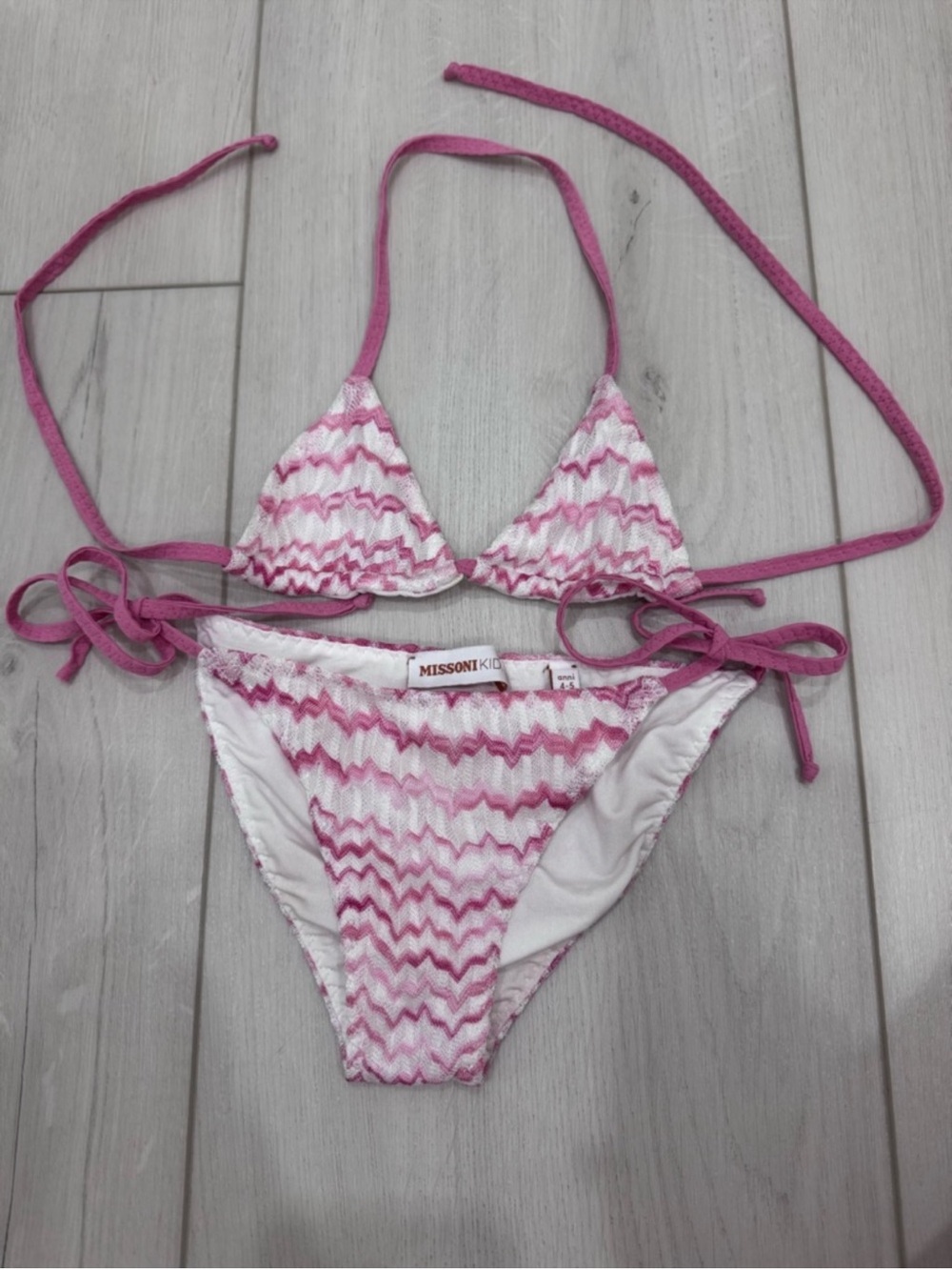 Missoni Kids Pink and White Zigzag Swim Bikini